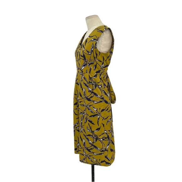 S' MAXMARA Pepsi Printed Dress in Ocher Color Yellow‎ Blue Size Small - Picture 4 of 8